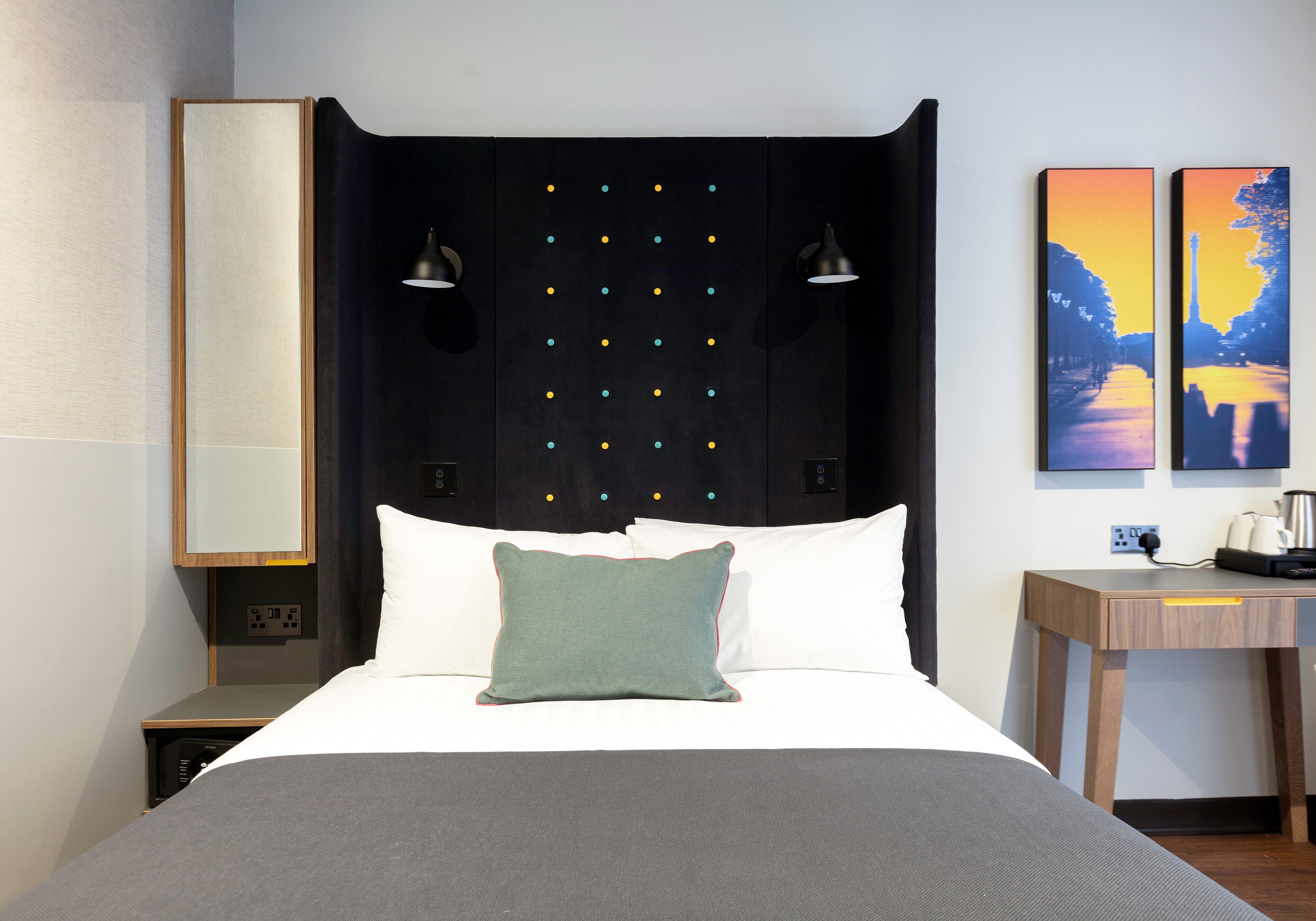 comfy double room | in-room safe, desk, laptop workspace, blackout curtains