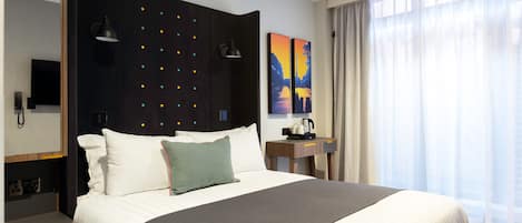 Comfy Double Room | In-room safe, desk, laptop workspace, blackout drapes