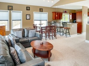 Smart TV, fireplace, video games, DVD player