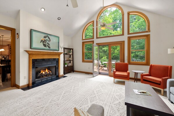 Living room.  Picture is a flat screen TV