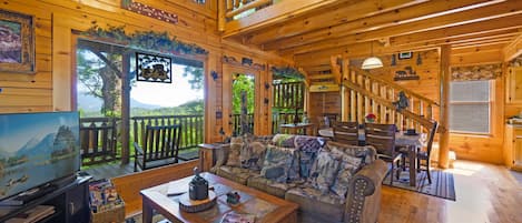 Smart TV, fireplace, DVD player, foosball