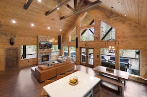 Smart TV, fireplace, books, printers - 🏔️ Luxury Duck Creek Cabin Retreat | Spa, Fire Pit, Game Room (Duck Creek Village)
