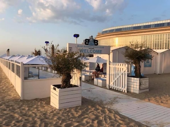 Beach nearby, sun-loungers