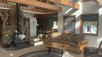 TV, fireplace, DVD player, foosball