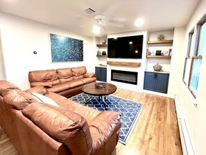 Smart TV, fireplace, video games, computer monitors