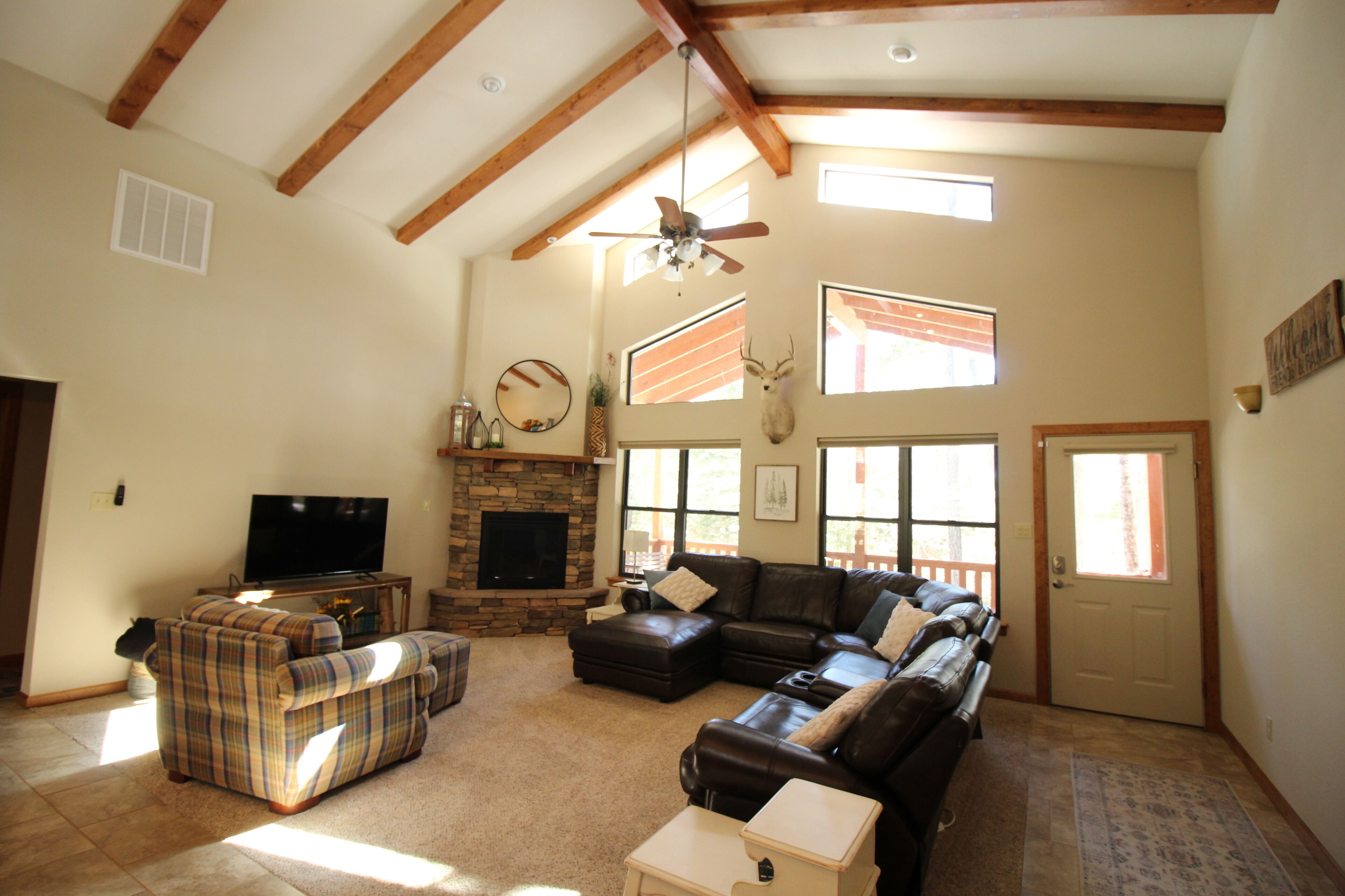 Televisión y chimenea 