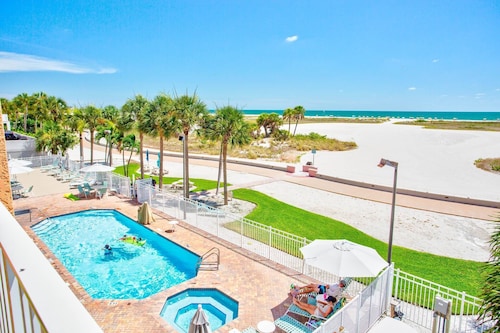 Family Destination! Beachfront, Pool, Private Balcony Overlooking the Beach, Walk to Restaurants