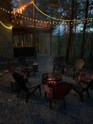 Terrace/patio - NEWER cabin, 5 BR, 2 fireplaces, hot tub, privacy (Logan)