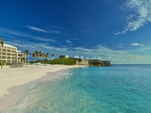 On the beach, white sand