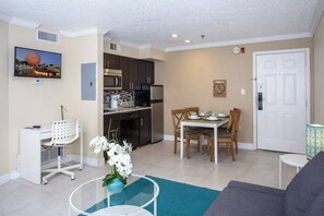 Flat-screen TV, video game console