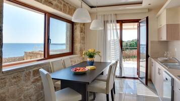 Villa, 3 Bedrooms, Private Pool, Sea View | Private kitchen | Fridge, microwave, oven, stovetop