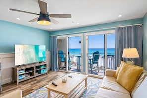 TV, DVD player, books, video library