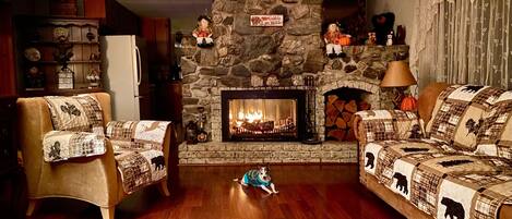 Smart TV, fireplace, DVD player