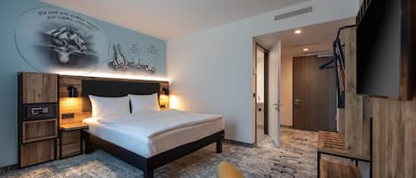 Hypo-allergenic bedding, desk, laptop workspace, soundproofing