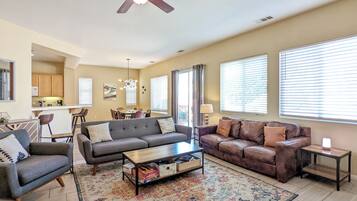 Smart TV, fireplace, video-game console, books