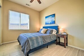 5 bedrooms, desk, iron/ironing board, travel cot