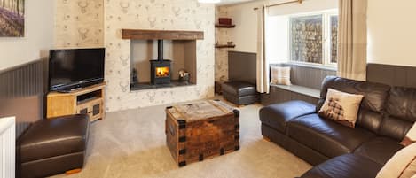 Televisie en een open haard