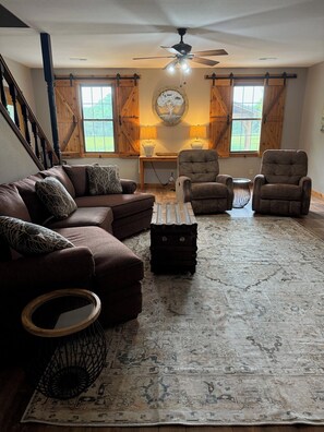 Smart TV, DVD player, books, video library