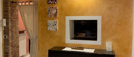 Flat-screen TV, DVD player