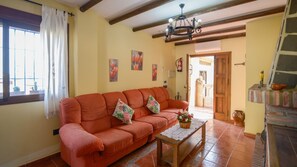 Una televisión, una chimenea