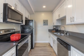 Fridge, microwave, oven, dishwasher