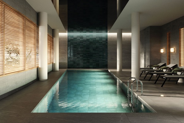 Indoor pool, sun loungers