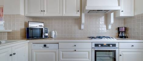 Fridge, microwave, oven, dishwasher