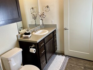 Suihkun ja ammeen yhdistelmä, hiustenkuivaaja, pyyhkeet