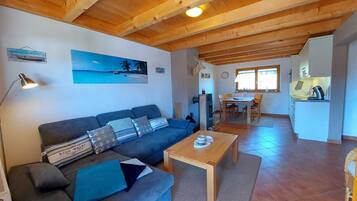 TV connectée, cheminée, lecteur de DVD