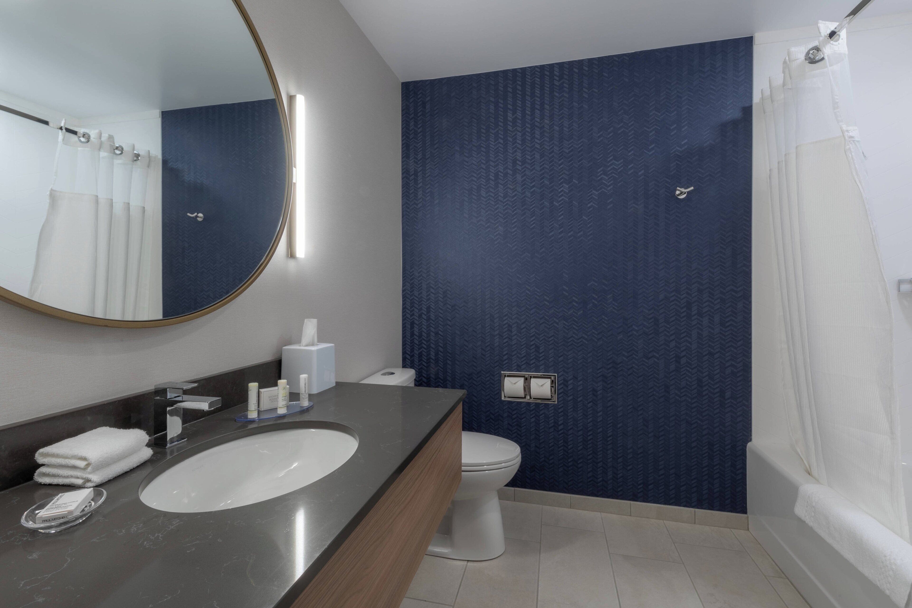 free toiletries, hair dryer, towels