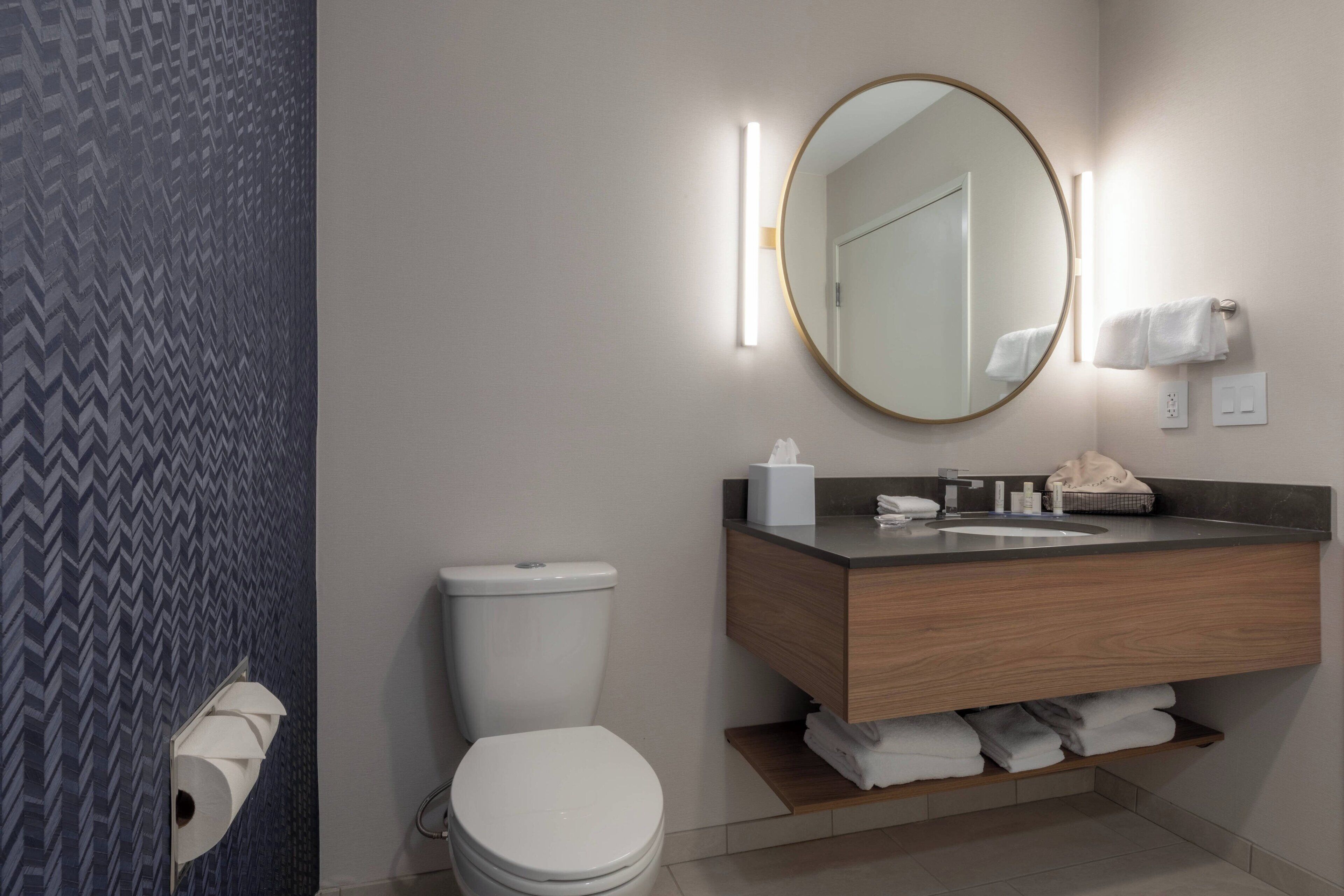 free toiletries, hair dryer, towels