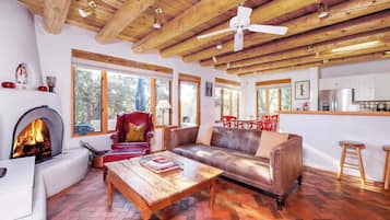 Televisor, llar de foc, reproductor de DVD i oficines