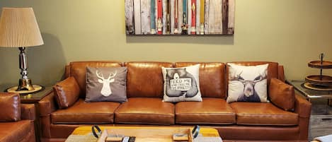 Una Smart TV, una chimenea, libros, una pantalla de ordenador