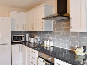 Fridge, microwave, high chair, freezer