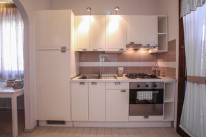 Fridge, oven, stovetop, coffee/tea maker