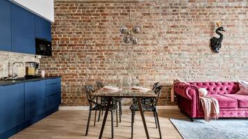 Apartment, 2 Bedrooms | Private kitchen | Fridge, microwave, dishwasher, electric kettle