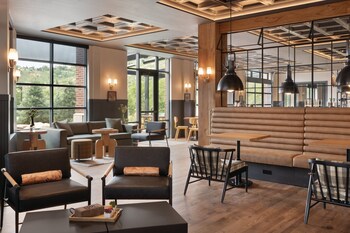 Hotel entrance and lobby at The Eddy Taproom & Hotel