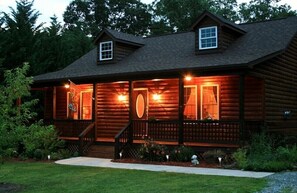 A log cabin with a porch, two windows, and a chimney. - The Great Escape - Near everything yet off the beaten path (Shenandoah)
