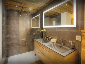 Bathtub, hair dryer, towels