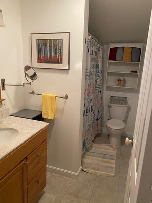 Ensemble douche/baignoire, sèche-cheveux, serviettes fournies