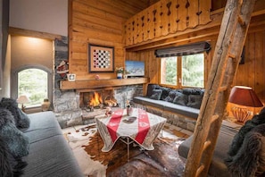 TV, fireplace