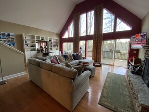 TV, fireplace, streaming services, computer monitors