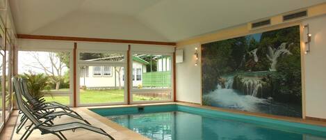 Indoor pool, sun loungers