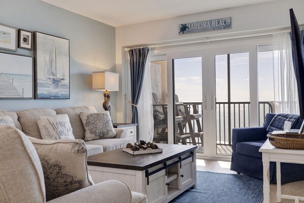 TV - Villa Madeira 502 – Gulf-Front Serenity with Heated Pool, Beach Access & Walk to John's Pass (Madeira Beach)