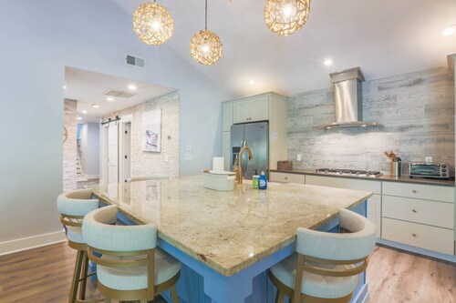Steps to Beach!  Private Heatable* Pool, Two Primary Suites, Bunk Bedroom, Two Dens & Terrific Patio