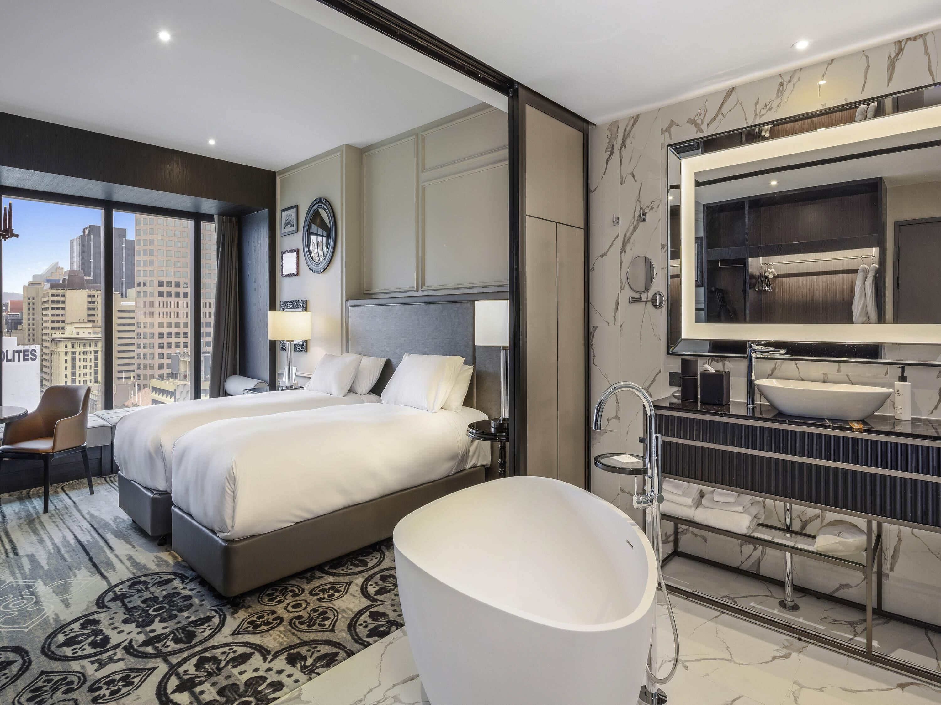 Hypo-allergenic bedding, minibar, in-room safe, laptop workspace