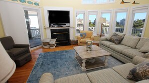 Flat-screen TV, DVD player