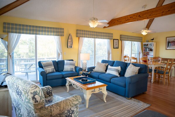 TV, DVD player, books