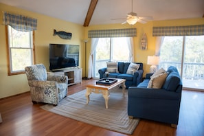 TV, DVD player, books