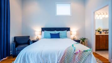 2 bedrooms, memory foam beds, iron/ironing board, WiFi
